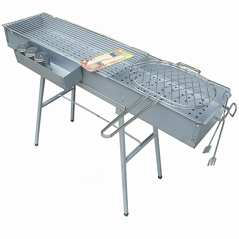 烧烤炉大号商用烧烤架夜宵摊专用烤鱼炉烤生蚝木炭加厚烤串炉子|一米