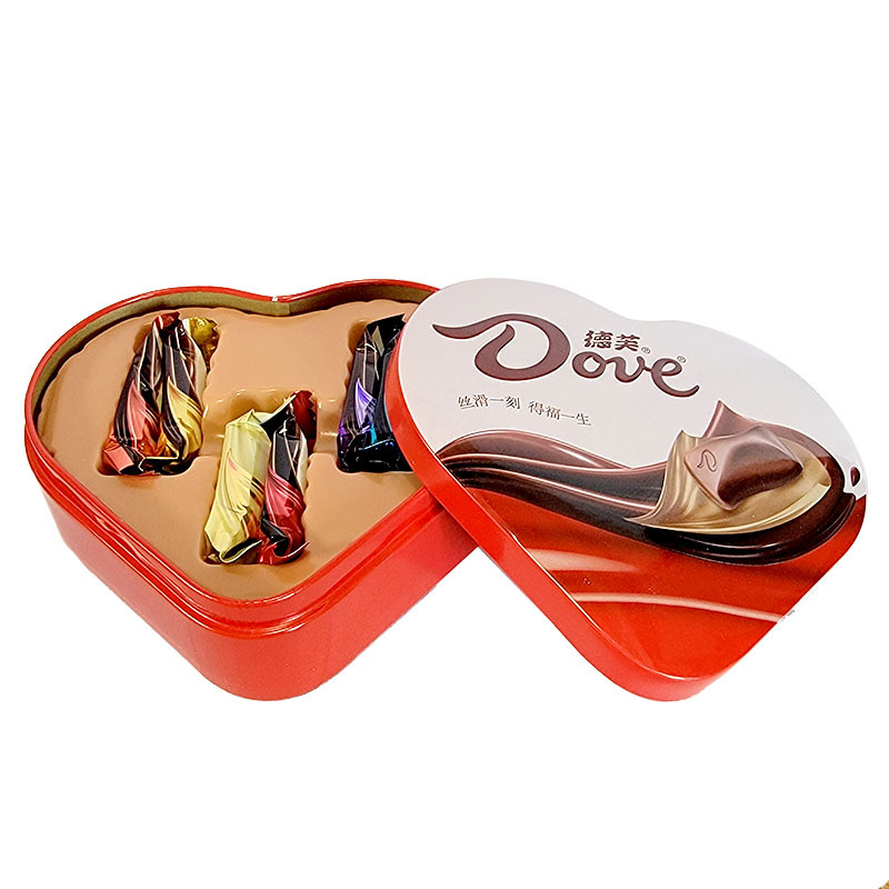 德芙丝滑牛奶巧克力黑巧白巧喜糖礼盒装6颗/12颗心形铁盒结婚喜糖