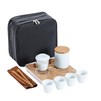 金镶玉 旅行功夫茶具套装 一壶四杯瓷器家用泡茶便携式茶具