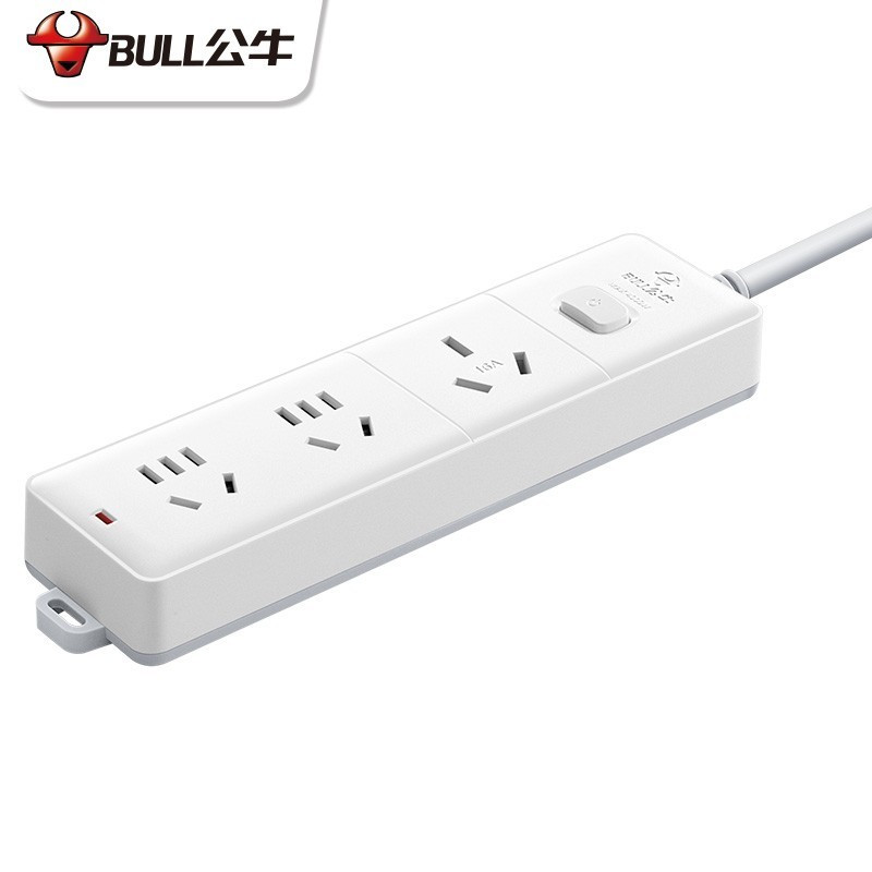 公牛(bull)gn-406d 大功率16a空调插座 插排 3位总控 全长3米 送10a头