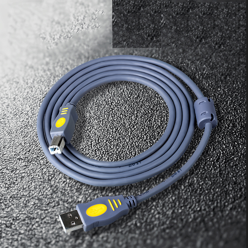 晶华 usb2.0打印机数据线加长连接线惠普爱普生通用方口打印线延长线 灰色5米