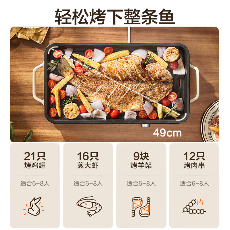 苏泊尔(SUPOR)烤肉锅电烤盘 家用电烧烤炉 电烤炉多功能锅烤串烤肉一体不沾烤串机可拆烧烤炉GJ4525P812高清大图