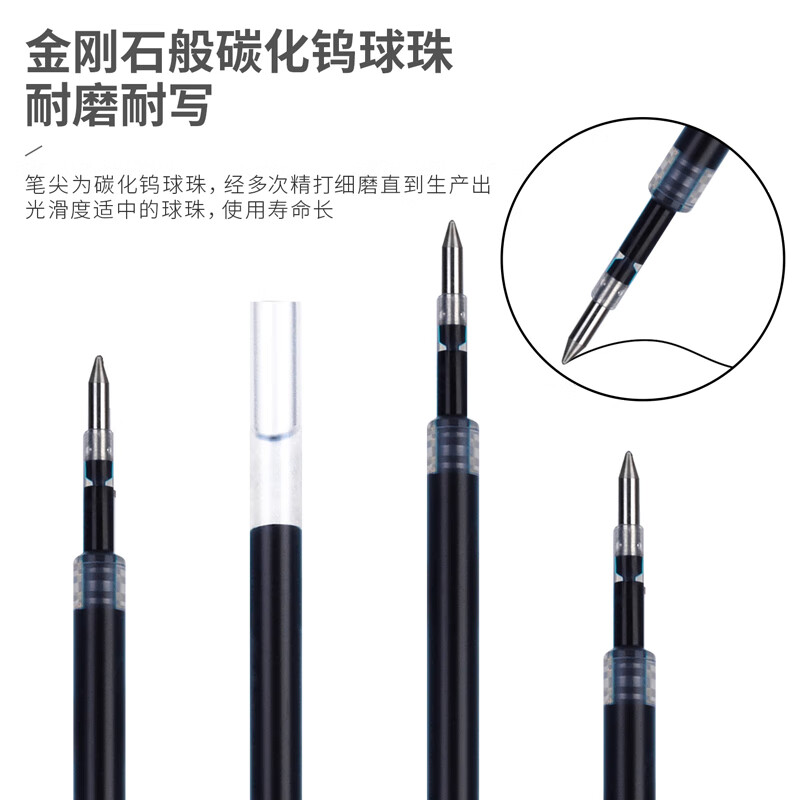 得力(deli)S206 墨蓝色 中性笔替芯按动子弹头 时尚签字笔芯 速干学生办公笔芯 0.5mm高清大图