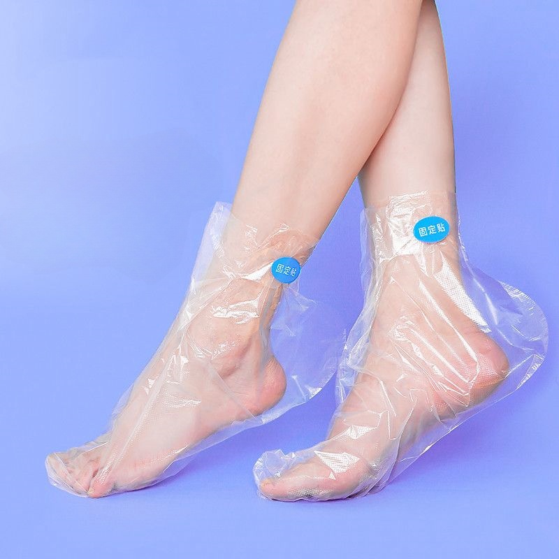一次性脚膜套足膜套塑料袜套透明足套泡脚套试鞋套足疗店脚套手膜-脚膜;手膜300个+固定贴