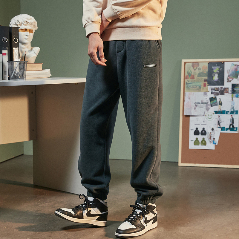 3件85折价1019元叠加优惠券唐狮秋冬新款男休闲裤摇粒绒宽松运动长裤