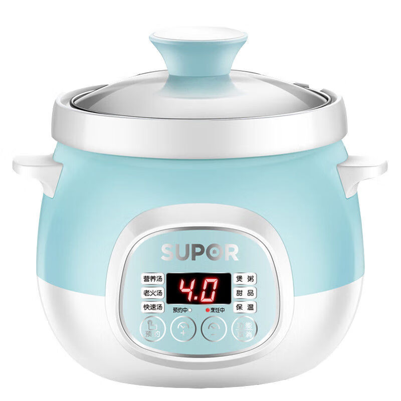 苏泊尔 DG15YC18 电炖锅 多功智能预约煮粥煲汤锅白瓷1.5升燕窝炖盅 蓝色