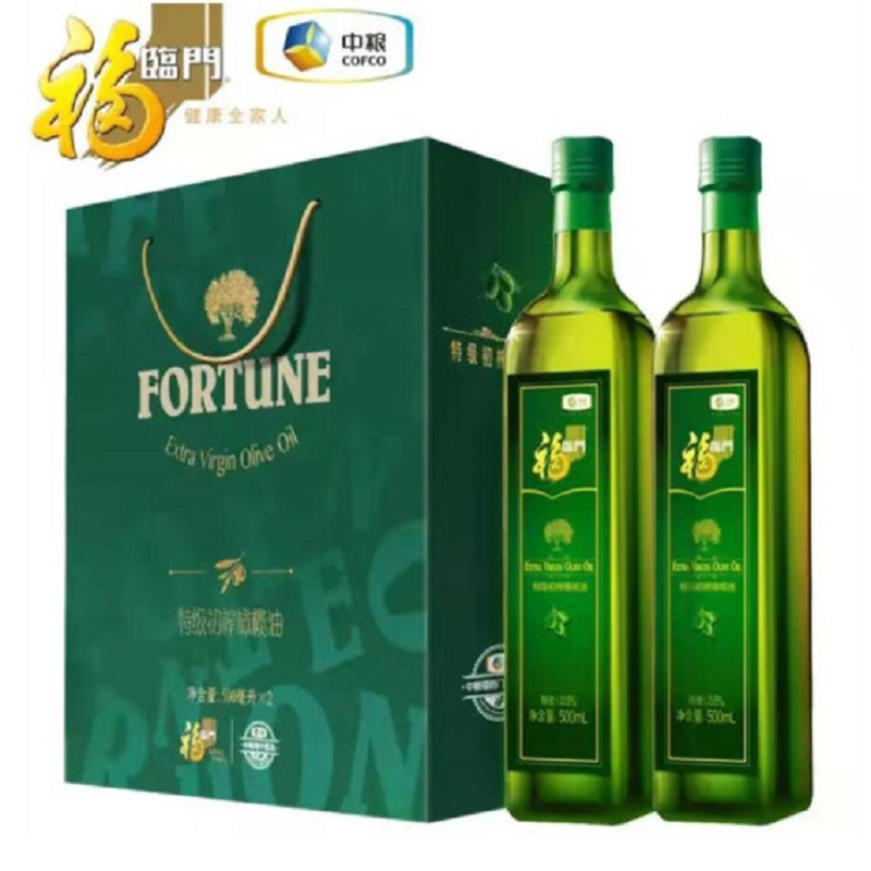 中粮福临门特级初榨橄榄油礼盒500ml*2瓶