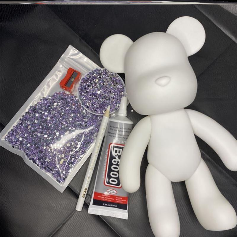 黑色材料包熊胚18cm贴钻diy手工暴力熊材料包玩偶摆件熊玩具公仔情人