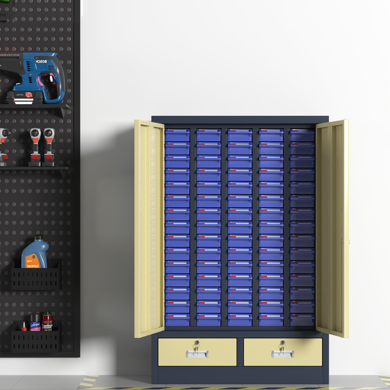 臻远 ZYLJG-W74 零件柜抽屉式工具柜电子元件柜螺丝柜物料柜 75抽蓝色带门加二斗小号高清大图