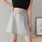 真维斯高腰短裙女2022夏季款a字裙显瘦百搭韩版超仙灰色半身裙子