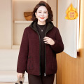 年冬装加棉外套中老年人洋气连帽休闲的大衣妈妈装棉衣棉服女 6XL(建议165-180斤） 红色外套