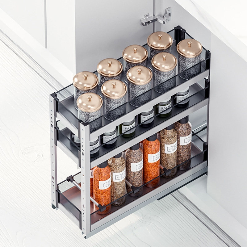 如华福禄调味调料拉篮厨房橱柜窄柜抽屉式极窄小尺寸柜内抽拉式置物架