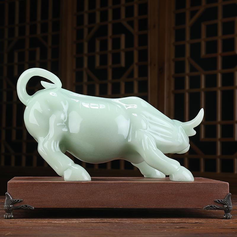 美帮汇玉石华尔街牛摆件牛气冲天牛工艺品公司老板办公桌装饰品摆设高清大图