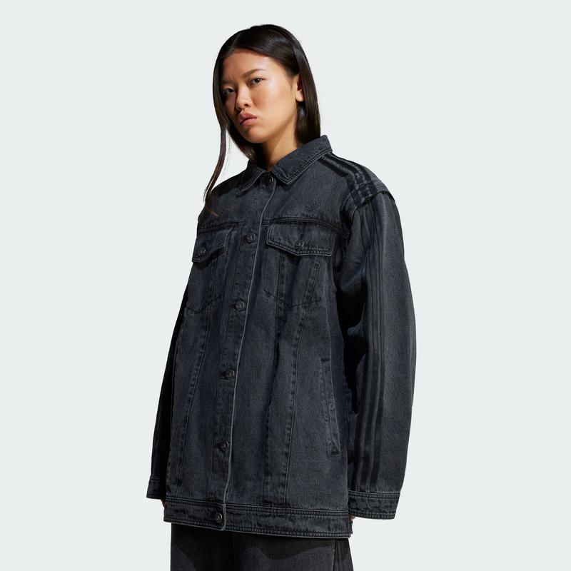 阿迪达斯(adidas)adidas复古风两件套牛仔夹克可拆卸袖子环保再生 BLACK A/XS