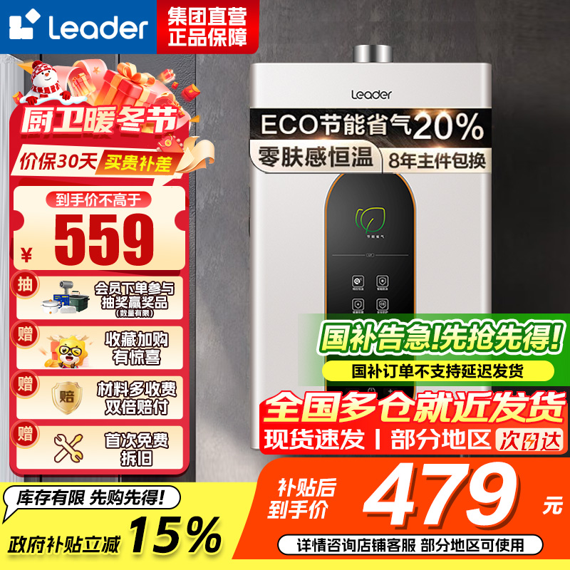 Leader 燃气热水器燃气天然气 恒温家用洗澡节能省气智能变升五重净化智控LY 12升[一厨一卫]