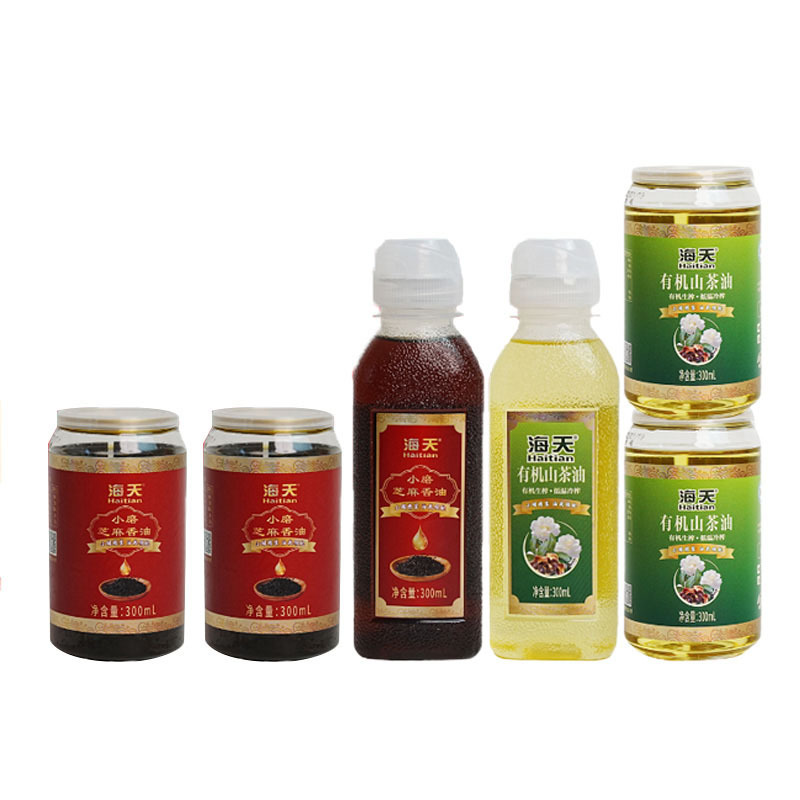 海天芝麻香油山茶油六件套小磨避光锁鲜点滴提香有机1.8L
