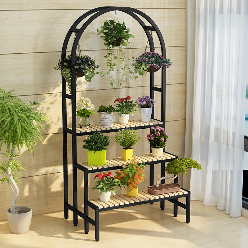 户外爬藤花架铁艺阳台架绿萝架悬挂多层吊兰蔷薇花盆架多肉置物架