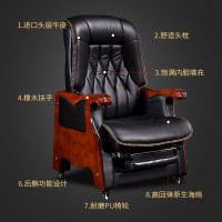 全简老板椅真牛皮四脚实木大班椅可躺头层牛皮办公椅电脑椅书房家用