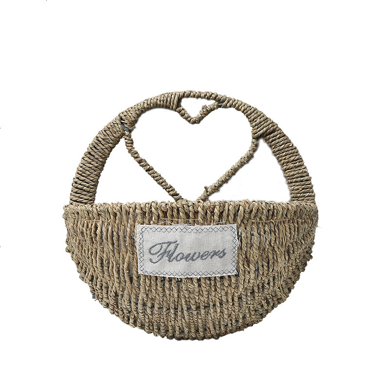草编花篮壁挂花篮田园柳编吊篮花盆墙壁装饰花器插花干花编织篮子