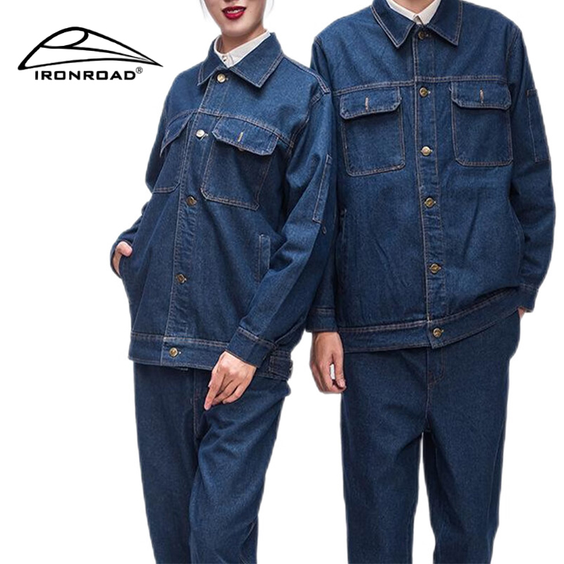 IRONROAD 牛仔工作服加厚外套电焊工棉服套装D29 套 2XL