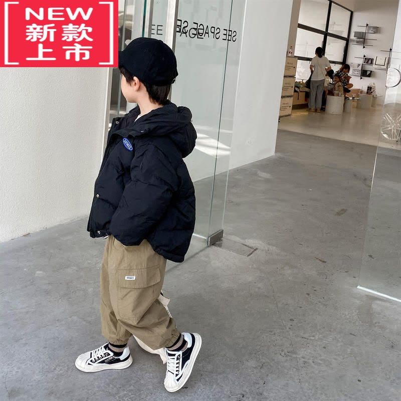 可莉允男童羽绒棉服2022冬装新款男宝宝洋气连帽外套儿童轻薄长袖棉袄潮图片