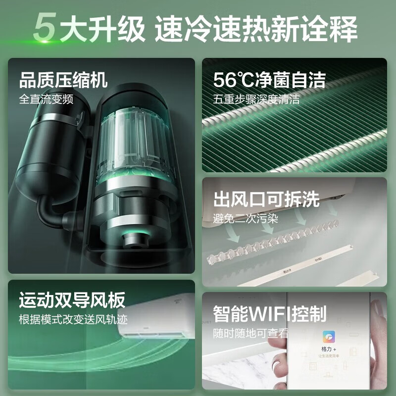 格力空调 云恬1.5匹新能效变频挂机一级能效冷暖家用KFR-35GW/NhAf1BG高清大图