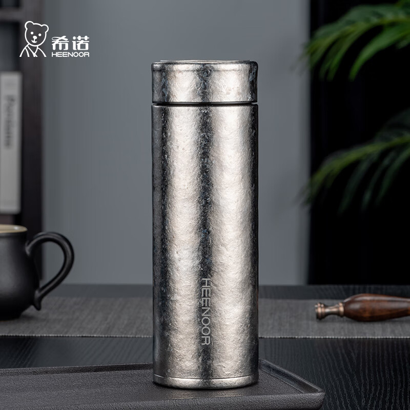 希诺保温杯560ml沁雪银XN-T313泡茶杯纯钛高清大图