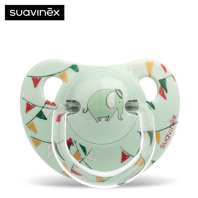 苏维妮(SUAVINEX )原装进口仿生宝宝安睡型乳胶安抚奶嘴(6/18个月)绿色大象