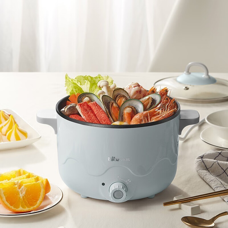 小熊多功能电热锅25l电煮锅迷你锅带蒸笼drgc18n5