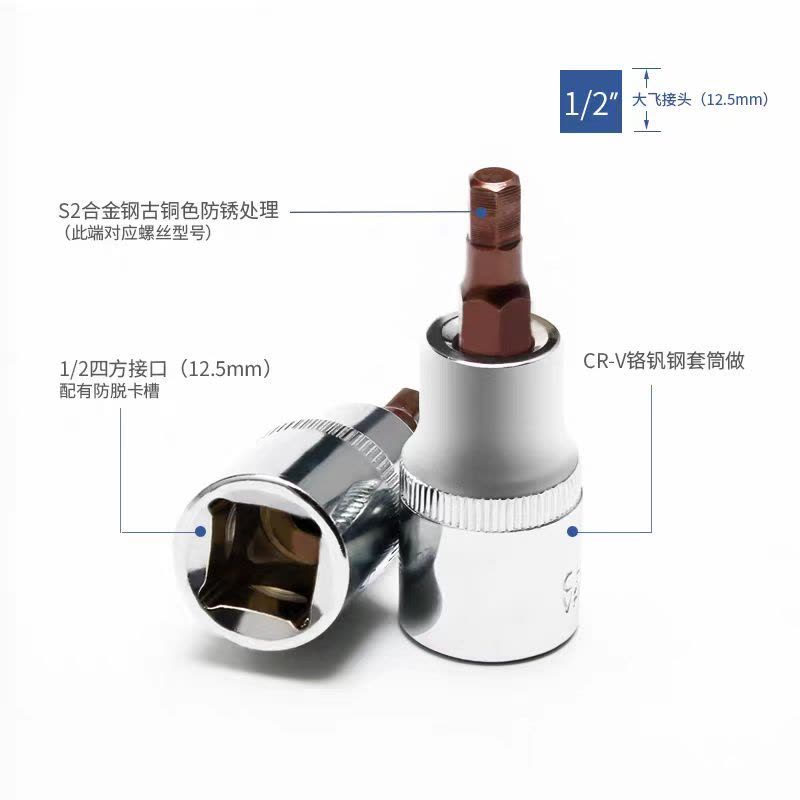 喜来邦(XILAIBANG) 12.5MM系列100MM长六角旋具套筒图片