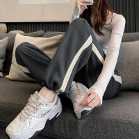唐狮休闲运动裤女侧边条束脚卫裤休闲长裤春夏季款卫裤运动长裤女