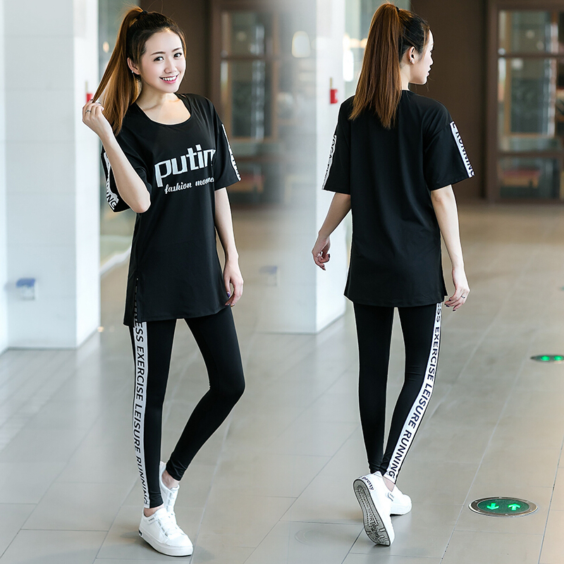 健身服女秋季新款宽松显瘦时尚休闲健身房跑步运动套装大码瑜伽服