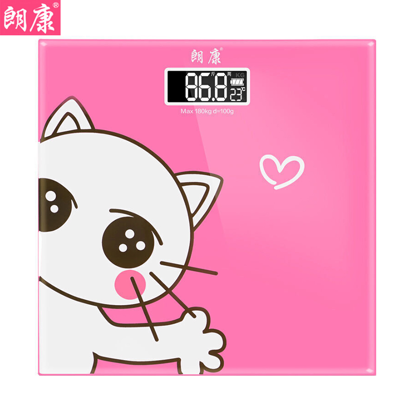 朗康(LangKang)体脂电子秤 LK-9125 喵喵咪雅基础款脂肪秤电子称电池款APP数据记录温度显示自动感应