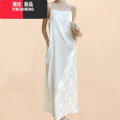 YIBUSHENG季高级感吊带连衣裙女设计感小众裙子醋酸新款宽松缎面中长款裙 白色 M80-120斤