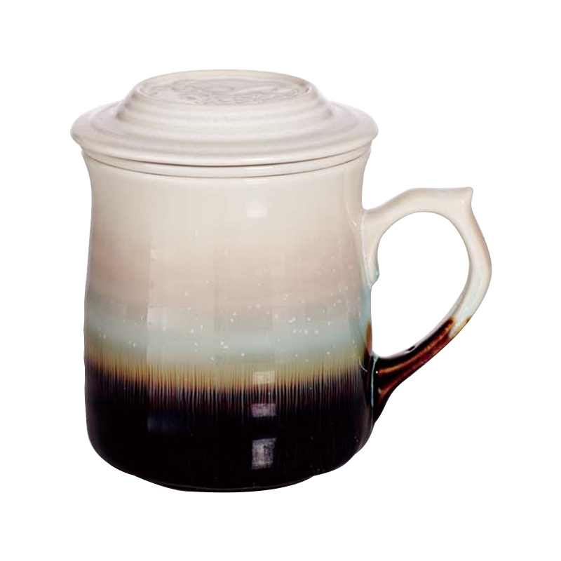 乾唐轩活瓷杯雪晶浪纹三件杯创意陶瓷茶水杯子带盖茶漏办公送礼视频