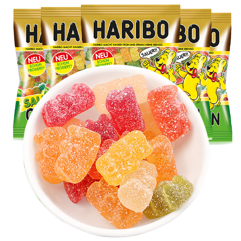 haribo哈瑞宝德国进口金熊酸味软糖200g*3袋小熊橡皮糖儿童水果味糖果