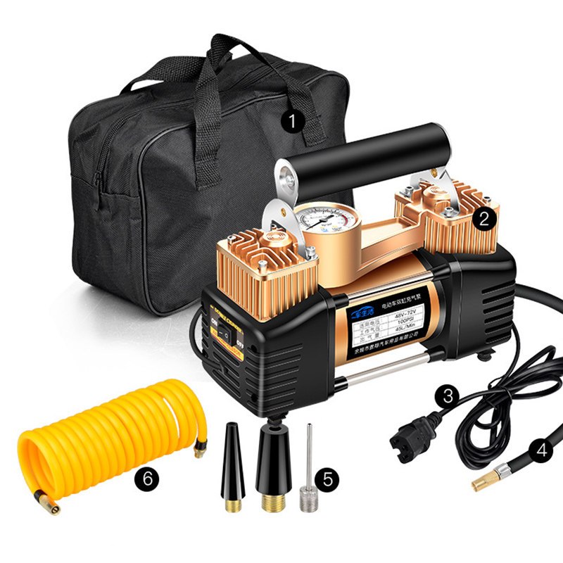 双缸电动车载充气泵48-72v60v电瓶车打气筒高压220v打气泵 双30缸机械