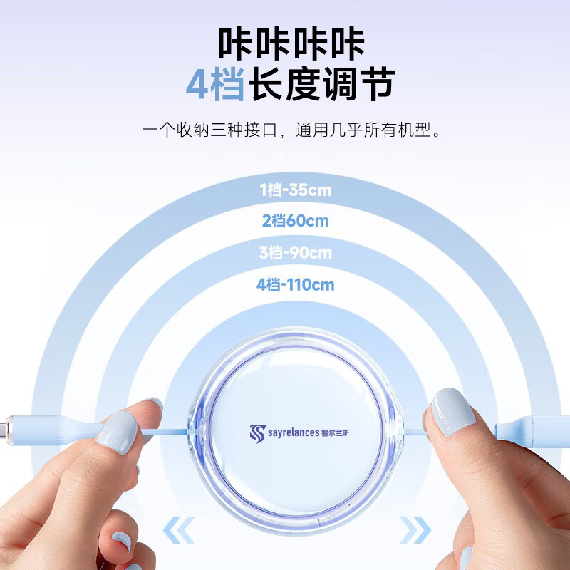 塞尔兰斯( sayrelances )三合一伸缩数据线 TM01高清大图