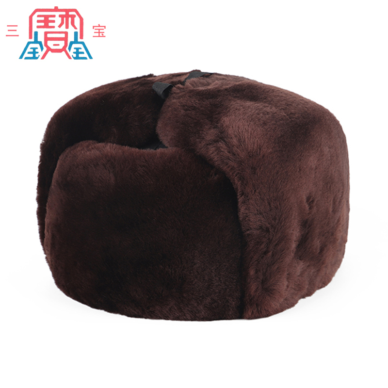 三宝布面仿羊剪绒安全帽防寒帽