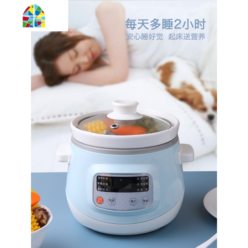 小电炖锅迷你陶瓷家用全自动炖盅小型便携煲粥锅宝宝bb煲煮粥 FENGHOU 魅力杏