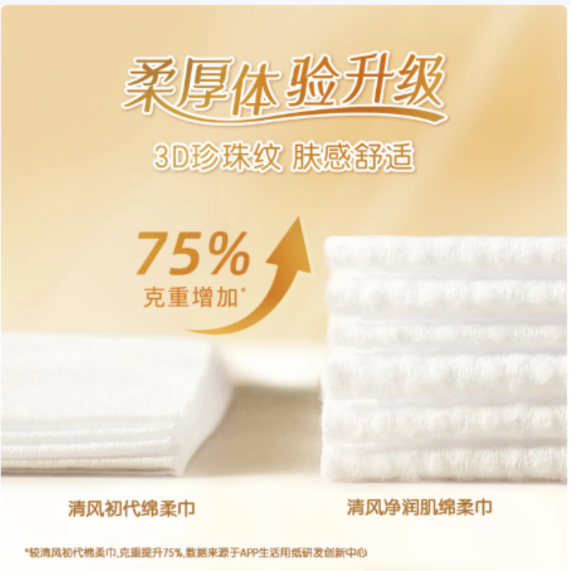 清风挂抽式棉柔巾80抽4包 整箱装高清大图
