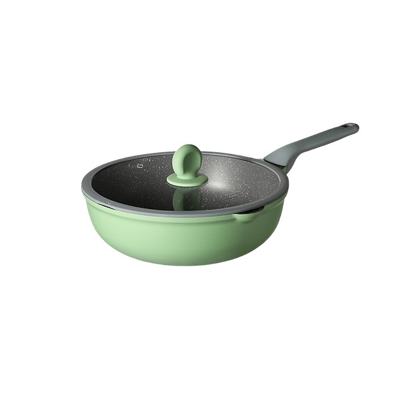 炊大皇 炒锅不粘锅 麦饭石色家用平底炒菜锅32cm 电磁炉明火通用CG32ZQ HL20650643