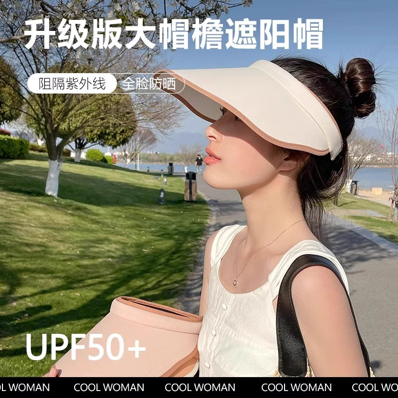 夏季防紫外线花瓣边海边空顶女韩出游遮脸太阳帽大檐遮阳帽3759Z