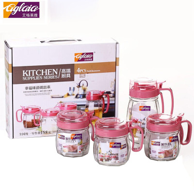 美乐厨系列 家用玻璃调味罐+创意厨房滴嘴油壶实惠组合厨房套装