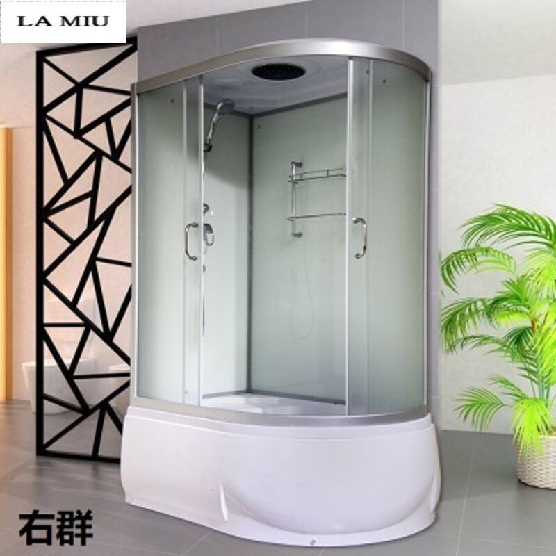 新款整体淋浴房整体浴室卫生间玻璃隔断一体式淋浴房浴缸双用浴室_2 120X80简约右裙