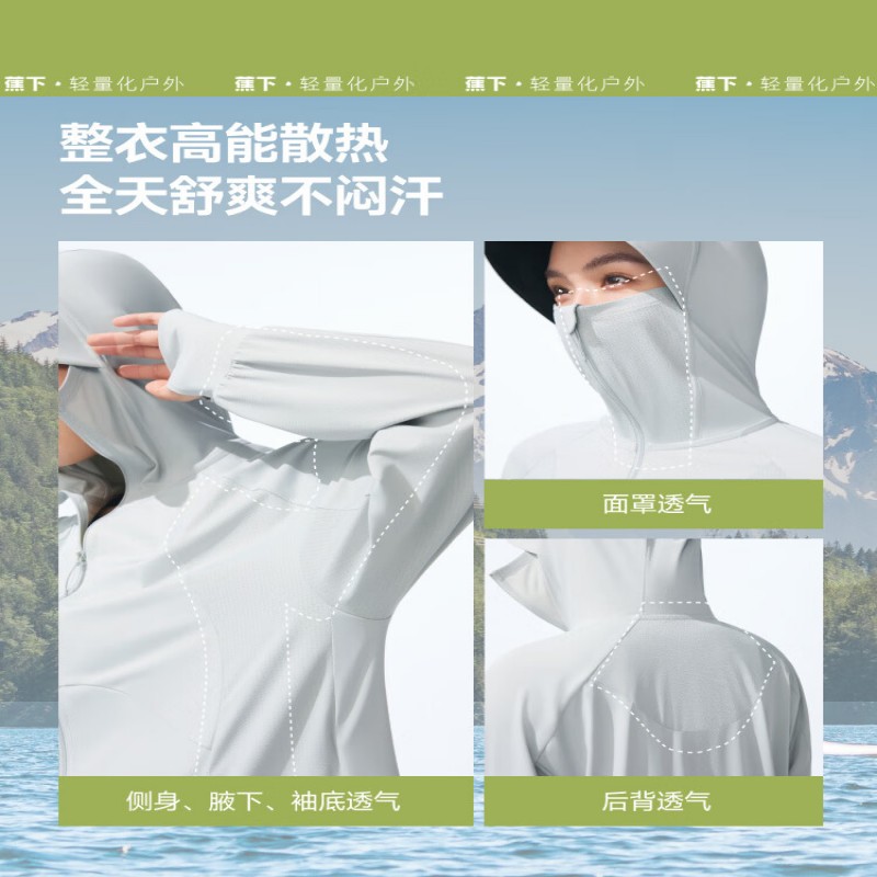 蕉下(beneunder)防晒衣女宽松百搭防紫外线出行AL417漫暮黑均码高清大图