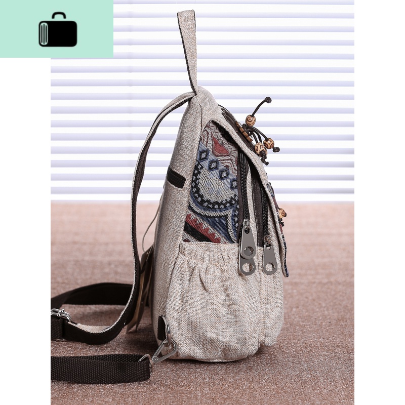原创民族风中国风帆布新款手工双肩包旅游复古背包文艺范布艺女包NEW LAKE高清大图