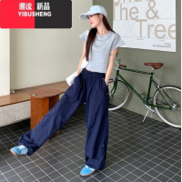 YIBUSHENG美式工装休闲裤女2024季薄款速干裤阔腿运动裤松紧腰爵士舞裤