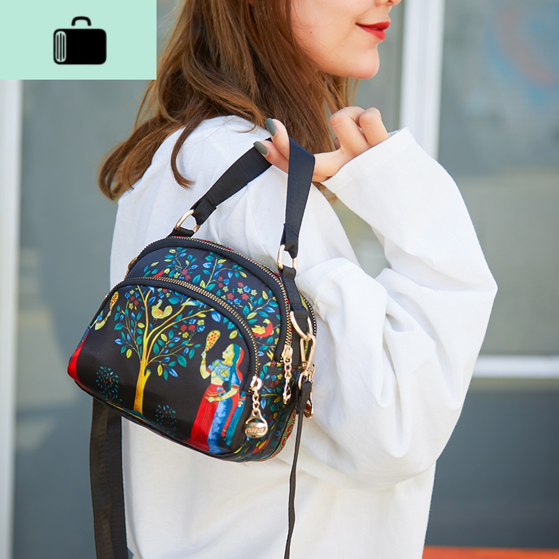 简约小包包耐用牛津布轻便休闲斜挎包女尼龙超轻单肩时尚小包手拎NEW LAKE女士双肩包 树下款