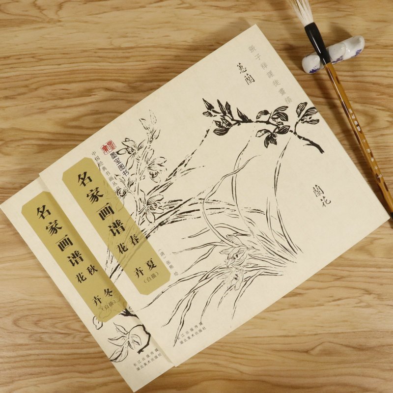 [正版]名家画谱 春夏秋冬花卉白描 共2册中国经典书画丛书画国画白描工笔花卉入门篇描摹百花百荷画谱画册书籍